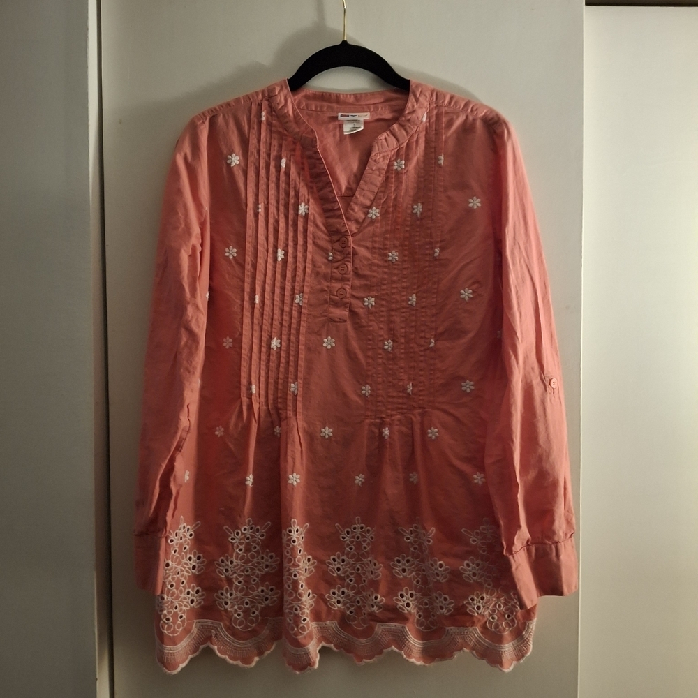 American Sweetheart Women's Chic Coral Embroidered Tunic